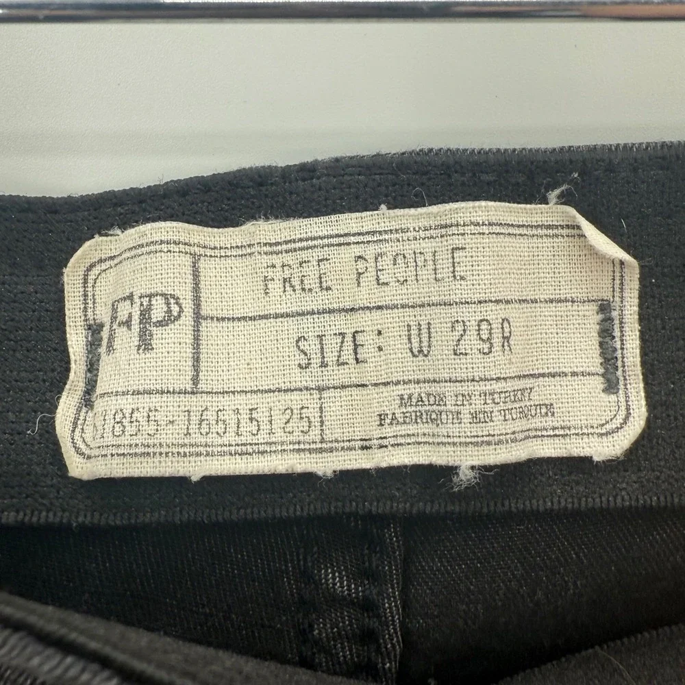 Free People Women's Black Denim Pull On High‎ Rise Flare Pants Size 29R